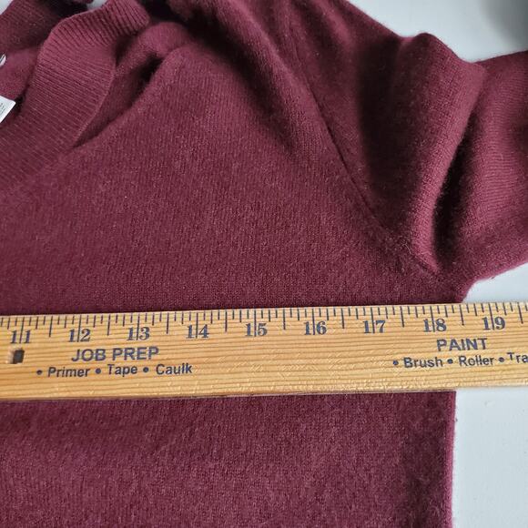 Autumn Cashmere Maroon Cut Out V Neck Sweater XS Cozy Minimalist Modern Scandi - Picture 12 of 15
